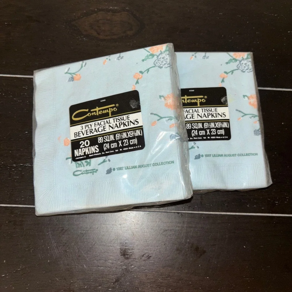 Contempo | 1987 | Lillian August Collection | 3-Ply Facial Tissue Bev‎ Napkins